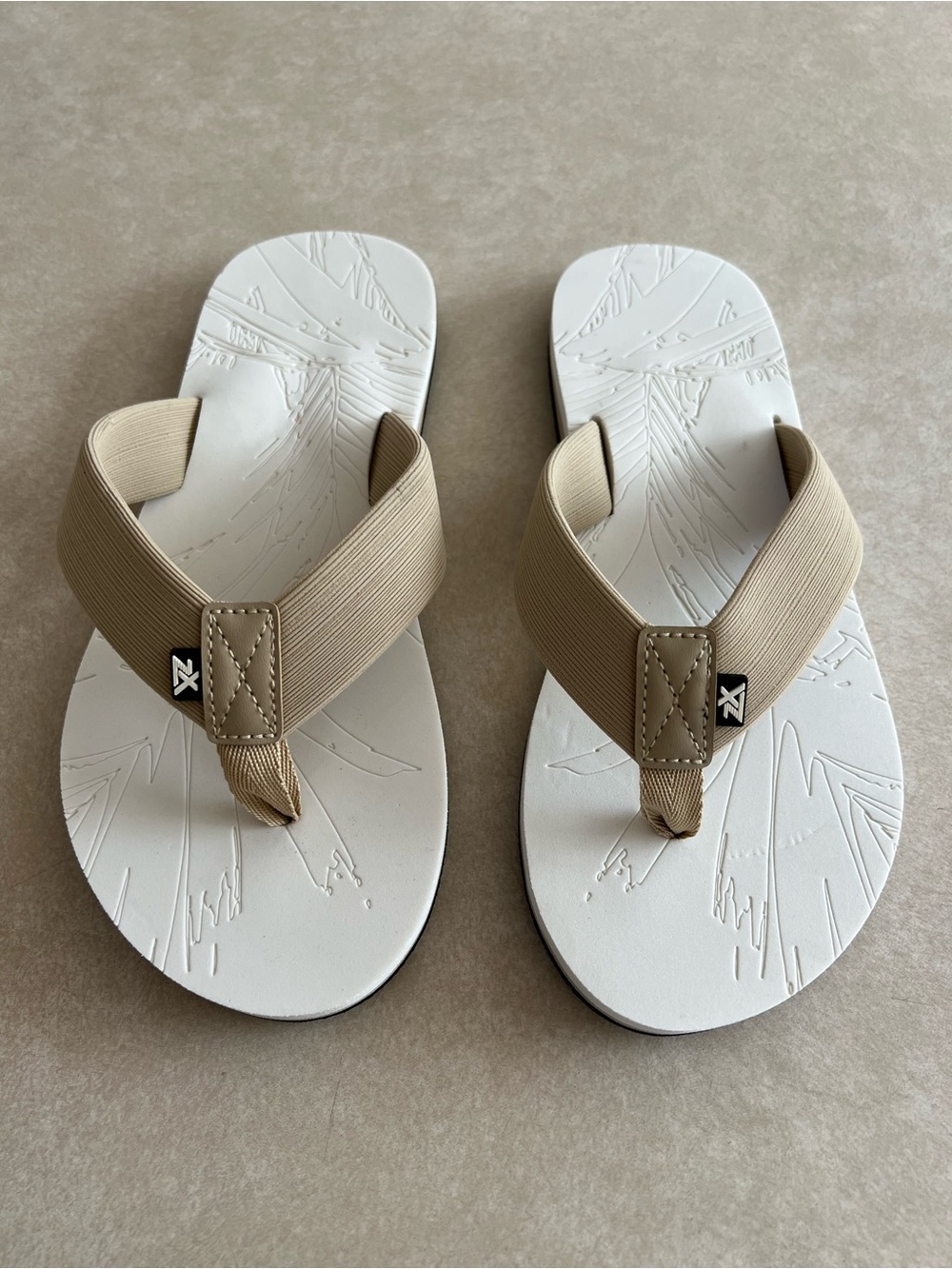 Women’s Size 10 White Sandals with Beige Straps